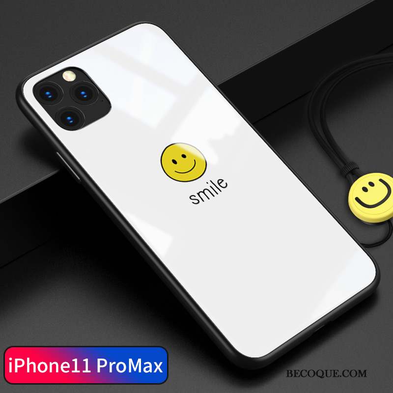iPhone 11 Pro Max Coque Tendance Blanc Souriant Nouveau Très Mince Verre