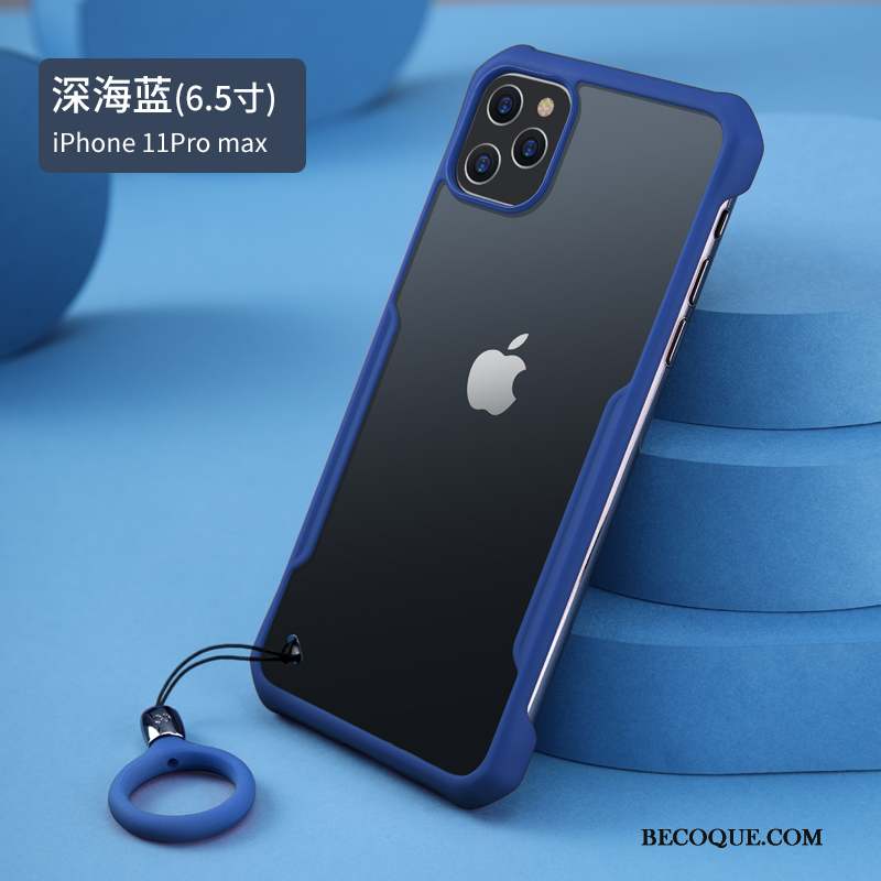 iPhone 11 Pro Max Coque Étui Marque De Tendance Nouveau Incassable Bleu Transparent