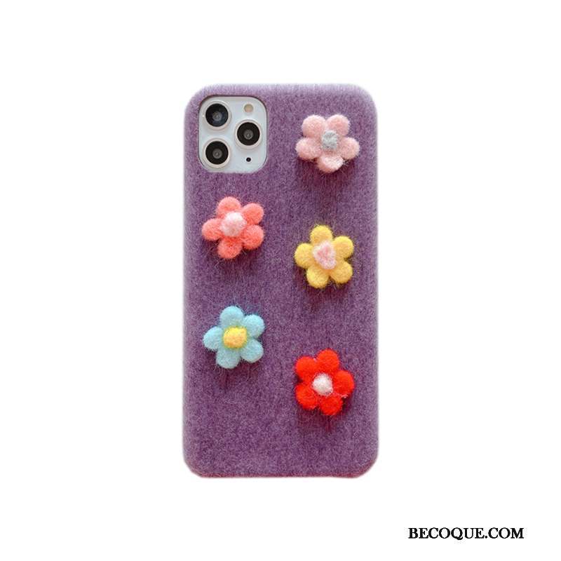 iPhone 11 Pro Max Créatif Coque De Téléphone Fleurs Violet Vent Personnalité
