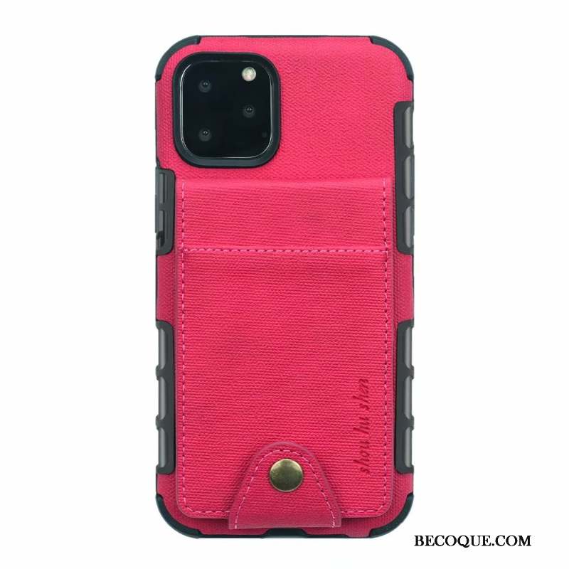 iPhone 11 Pro Max Portefeuille Étui En Cuir Sac Carte Rouge Coque De Téléphone