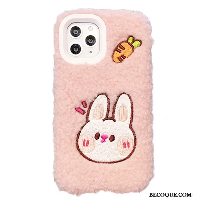 iPhone 11 Pro Max Rose Personnalité Peluche Créatif Coque De Téléphone Charmant