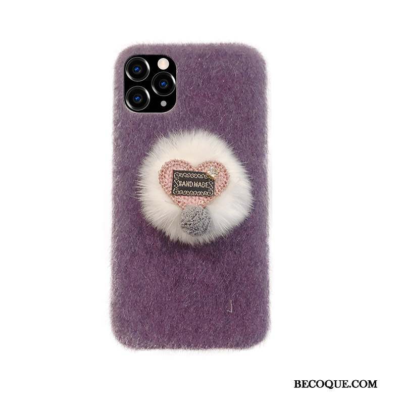 iPhone 11 Pro Max Simple Coque De Téléphone Silicone Peluche Violet Tout Compris