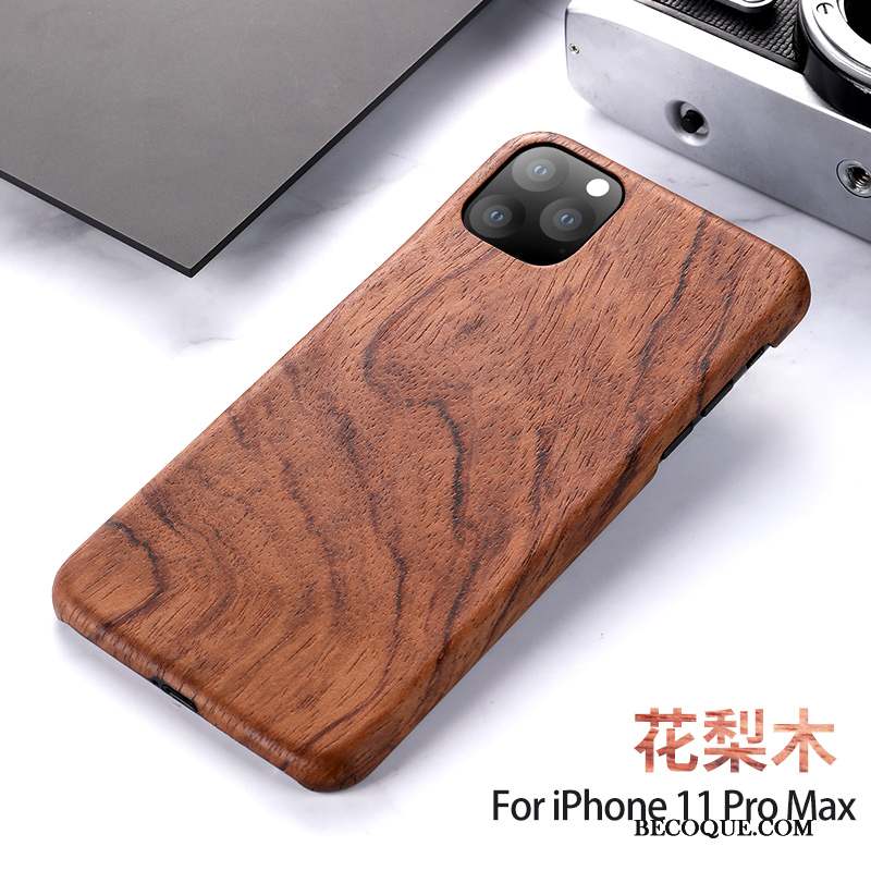 iPhone 11 Pro Max Étui Bois Massif Personnalité Coque De Téléphone Créatif En Bois