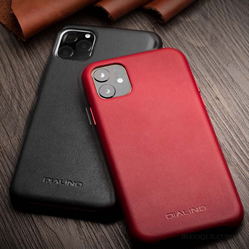 iPhone 11 Pro Max Étui Coque De Téléphone Incassable Étui En Cuir Simple Luxe