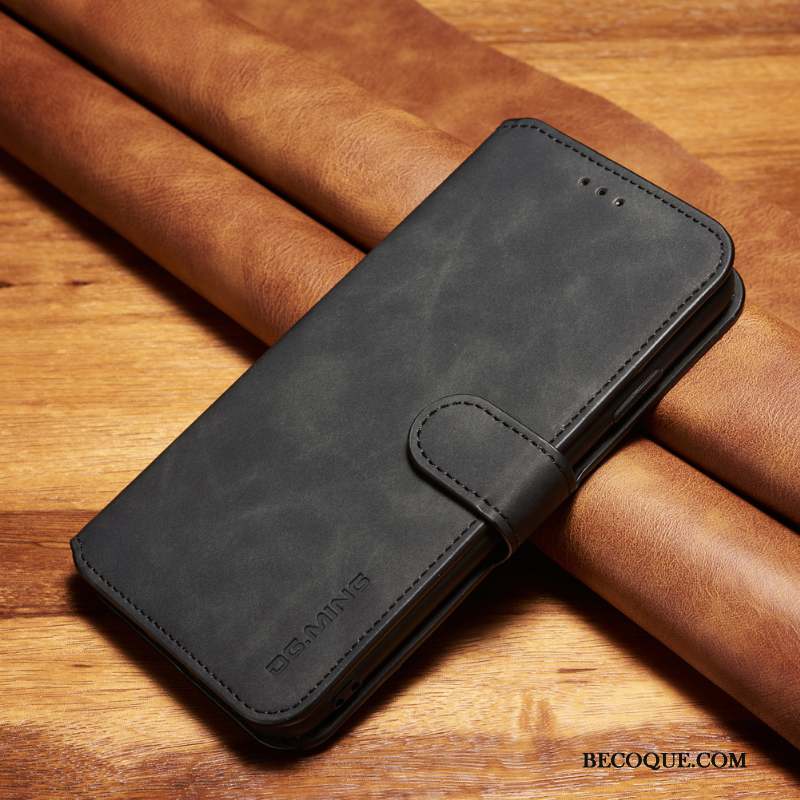 iPhone 11 Pro Max Étui En Cuir Noir Vintage Coque De Téléphone Fluide Doux Tout Compris