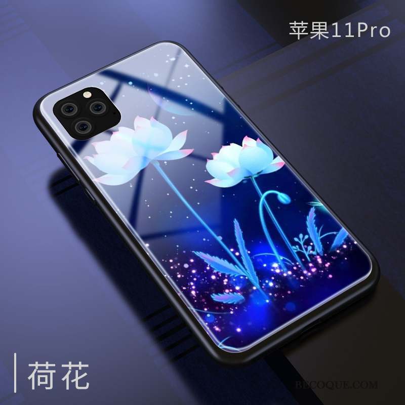 iPhone 11 Pro Miroir Bleu Verre Protection Étui Coque De Téléphone