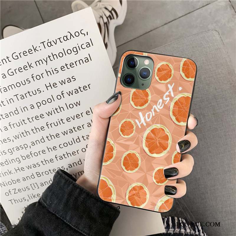 iPhone 11 Pro Orange Bovins Point D'onde Coque Silicone Losange