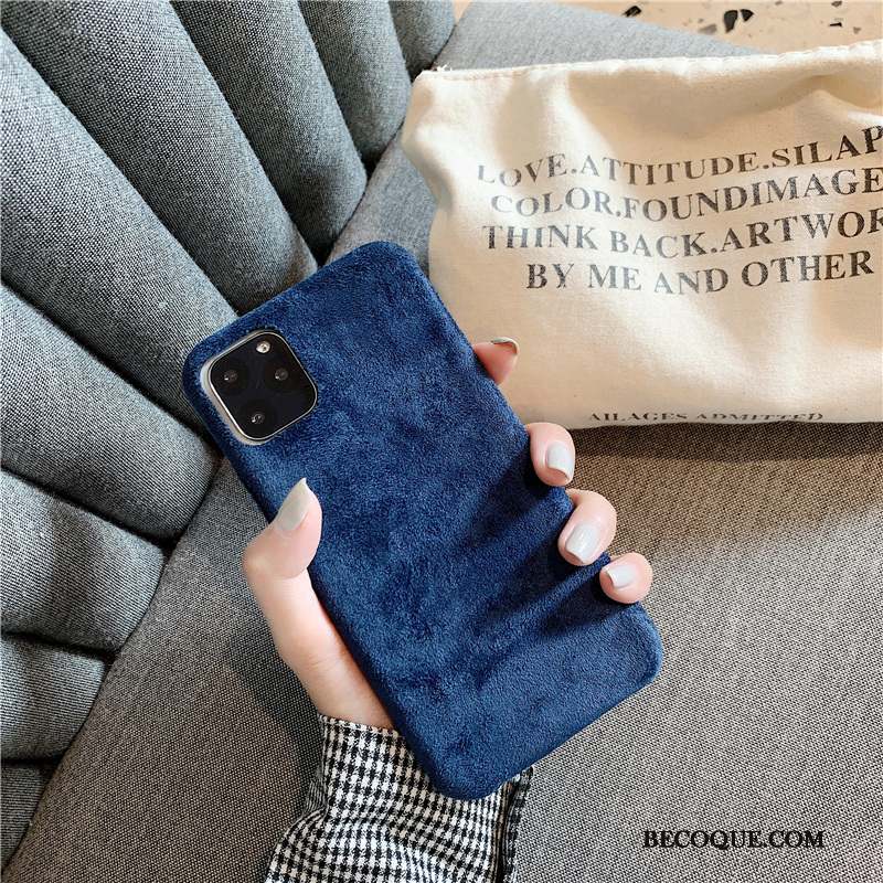 iPhone 11 Pro Personnalité Coque De Téléphone Daim Fourrure Bleu Amoureux Créatif