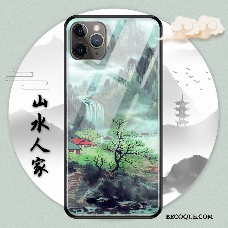 iPhone 11 Pro Protection Créatif Style Chinois Nouveau Encre Coque