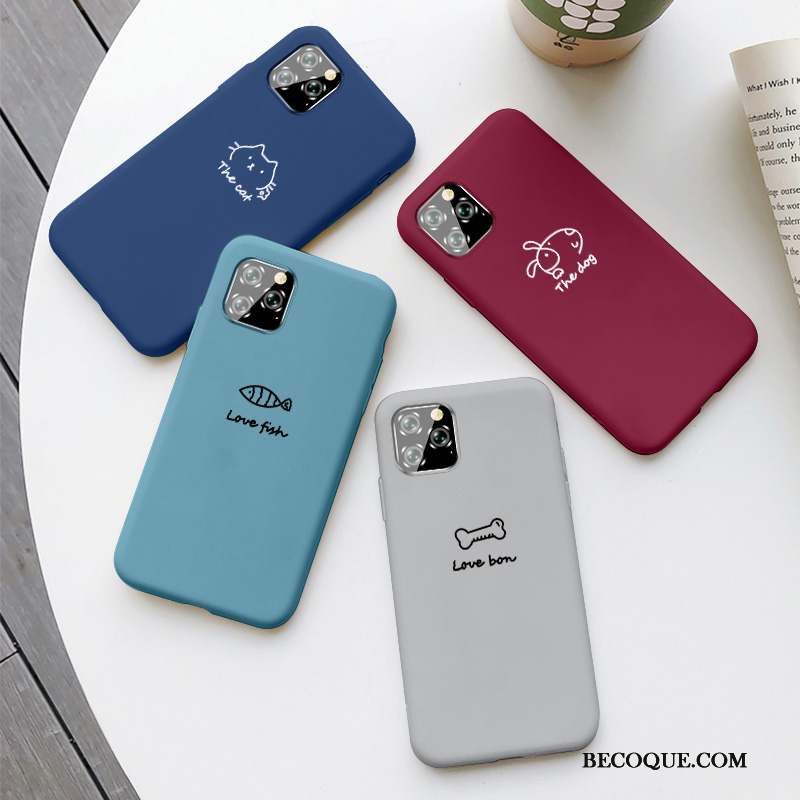 iPhone 11 Pro Silicone Dessin Animé Coque De Téléphone Chiens Chat Personnalité