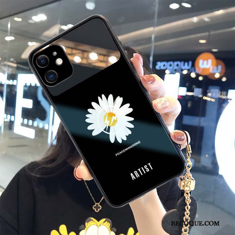 iPhone 12 Coque Mode Créatif Fleur Étui Verre Trempé Ornements Suspendus
