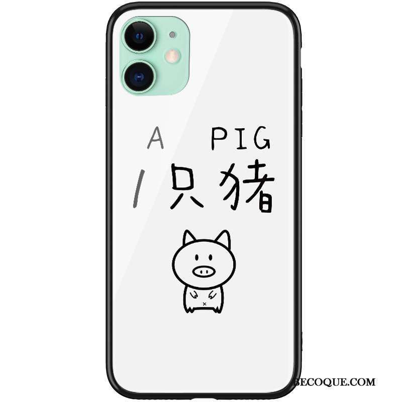 iPhone 12 Mini Blanc Dessin Animé Amoureux Personnalité Verre Coque De Téléphone