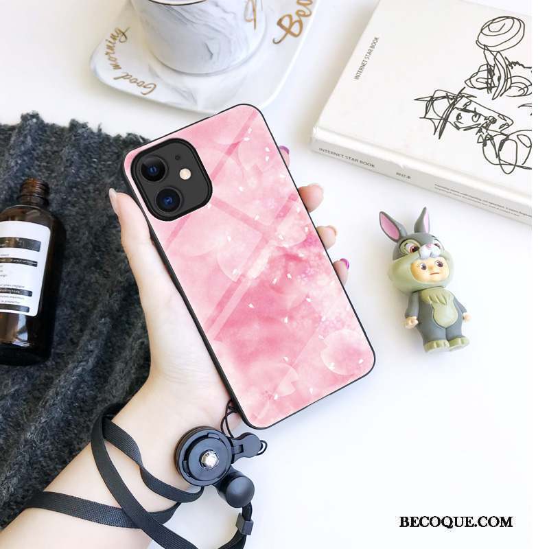 iPhone 12 Mini Coque Sakura Charmant Incassable Verre Étui Mode