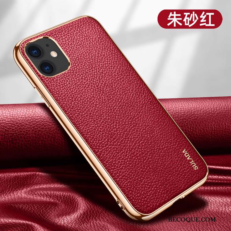 iPhone 12 Mini Coque Étui Cuir Véritable Grande Marque Luxe Protection Tout Compris