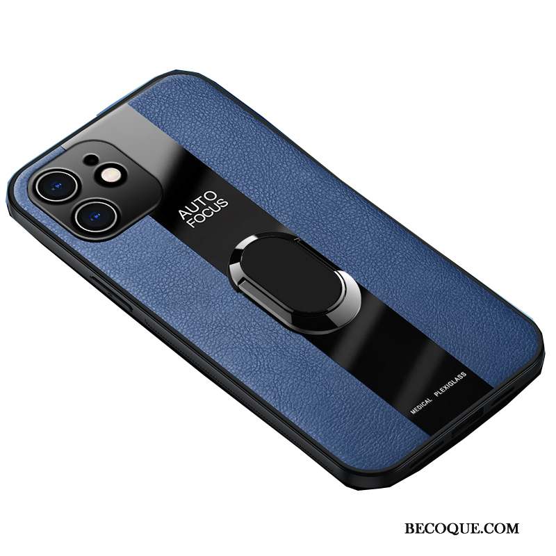 iPhone 12 Nouveau Coque De Téléphone Incassable Business Bleu Marin Étui En Cuir