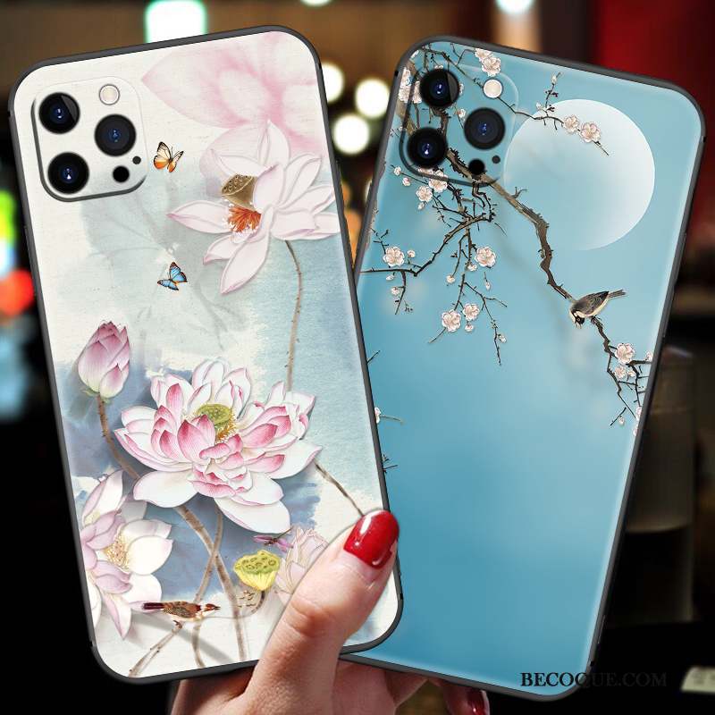 iPhone 12 Pro Coque Délavé En Daim Tout Compris Fluide Doux Style Chinois Nouveau Incassable