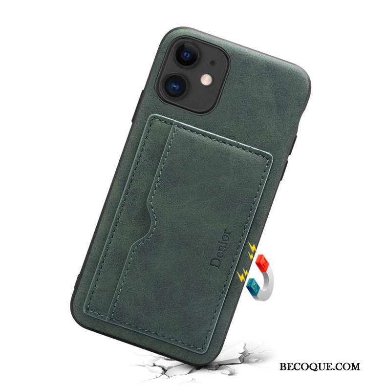 iPhone 12 Support Mince Carte Coque De Téléphone Vert Étui