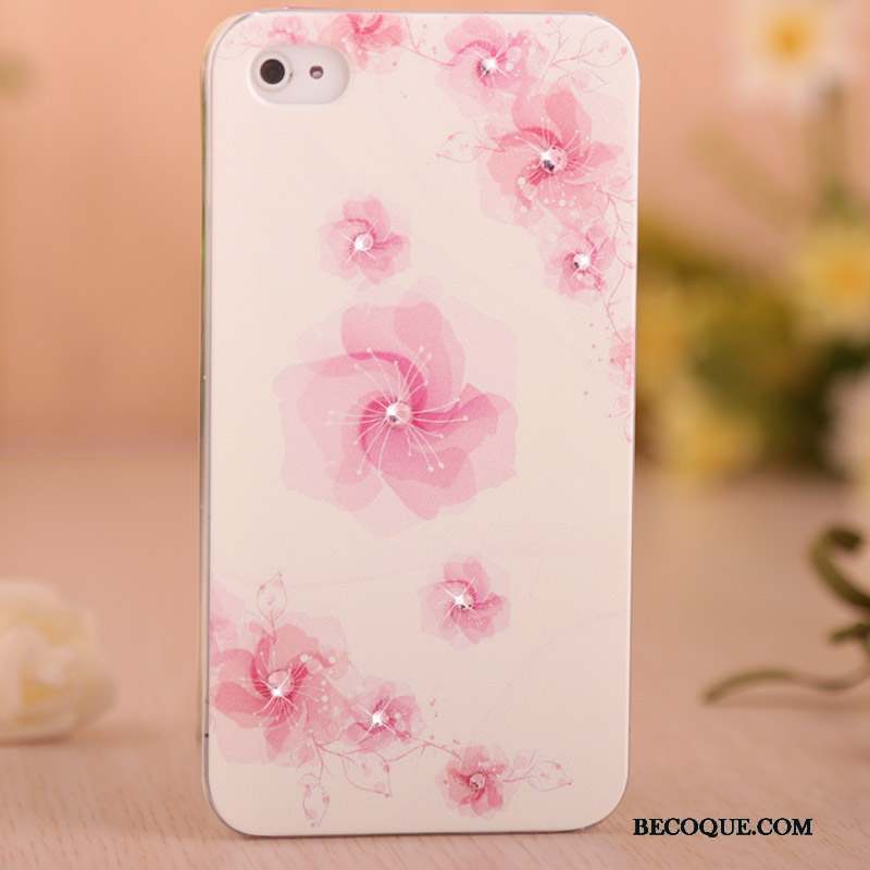 iPhone 4/4s Peinture Protection Rose Étui Coque De Téléphone Strass