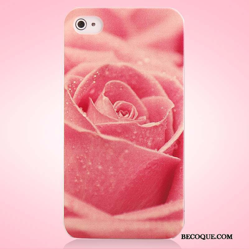 iPhone 4/4s Protection Rose Difficile Délavé En Daim Peinture Coque