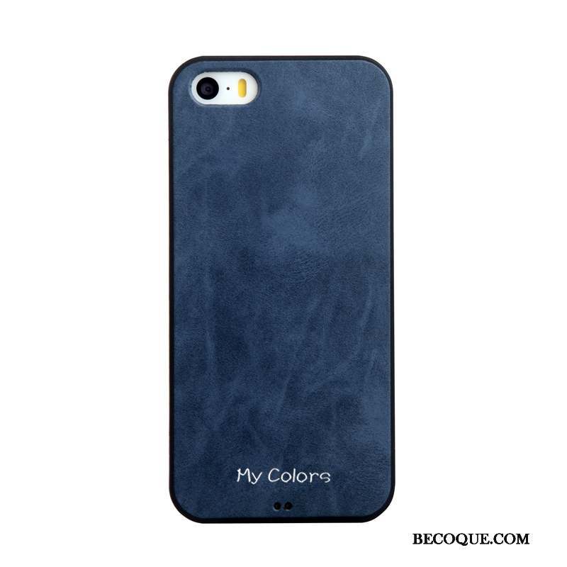 iPhone 5/5s Coque Couleur Unie Silicone Protection Fluide Doux Étui Bleu
