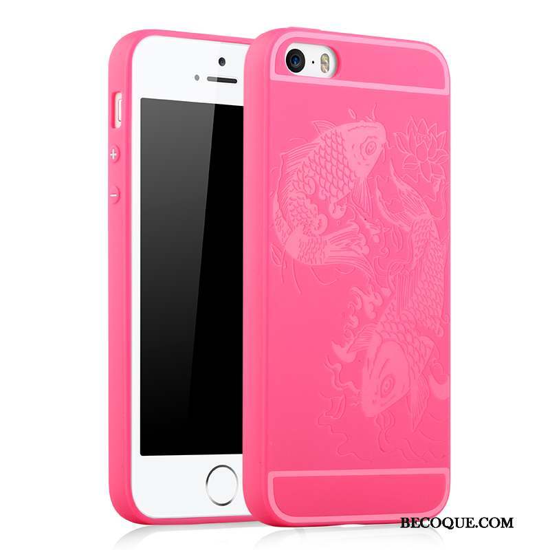 iPhone 5/5s Coque Rouge Fluide Doux Tout Compris Tendance Protection Étui