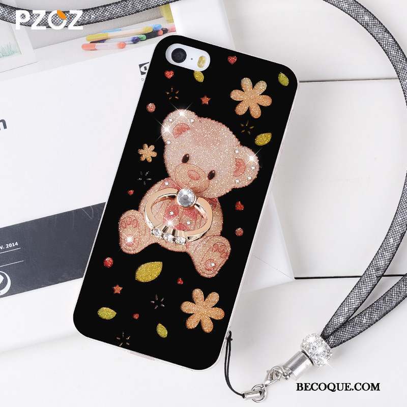 iPhone 5/5s Coque Tendance Noir Simple Silicone Dessin Animé Super Mignon