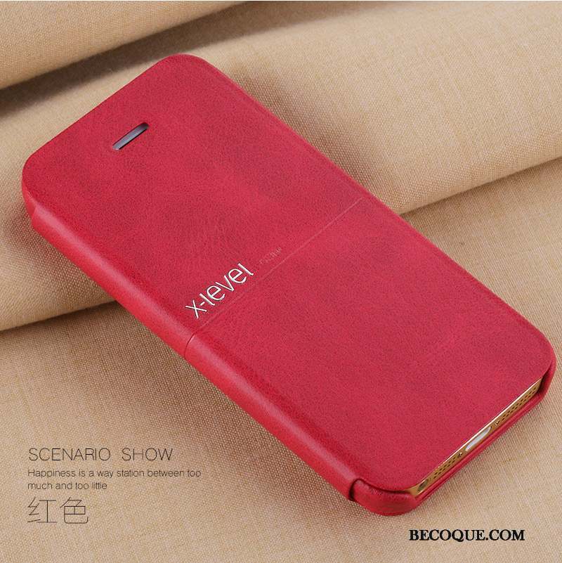 iPhone 5/5s Incassable Très Mince Étui Étui En Cuir Coque De Téléphone Rouge