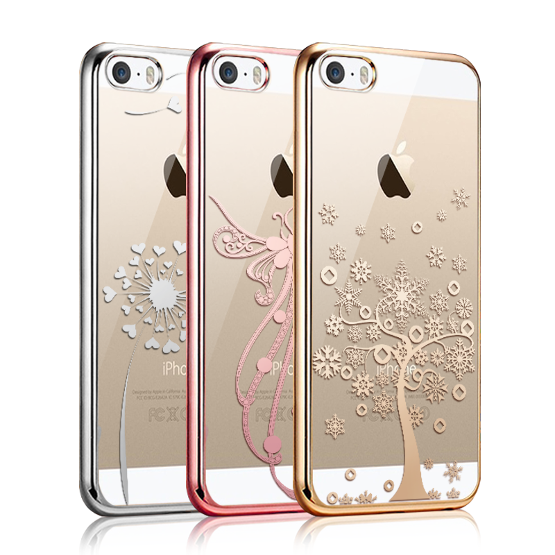 iPhone 5/5s Transparent Silicone Étui Coque Or Protection