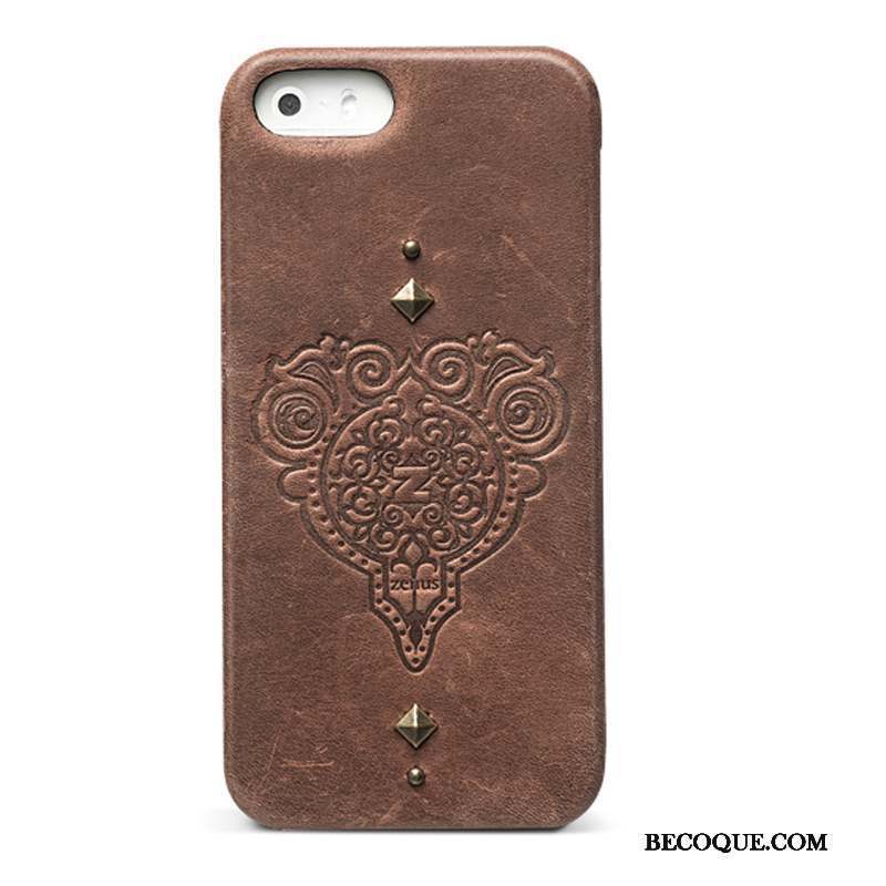 iPhone 5/5s Vintage Cuir Véritable Protection Téléphone Portable Coque Étui