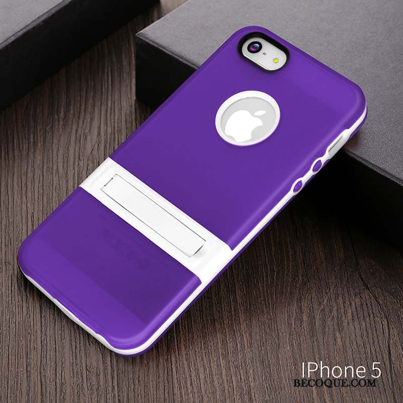 iPhone 5c Coque De Téléphone Silicone Délavé En Daim Support Violet Légères