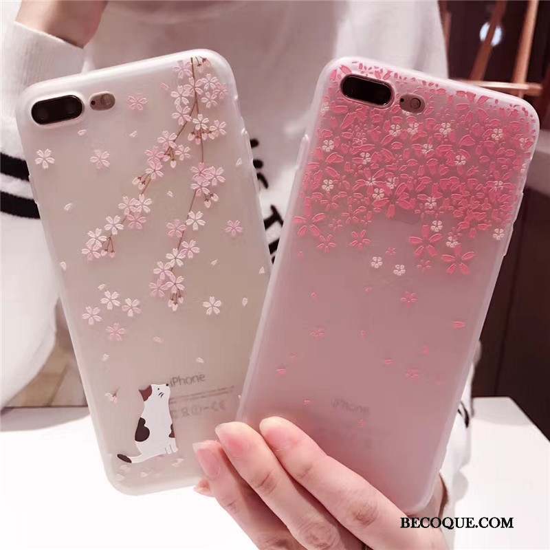 iPhone 6/6s Coque Sakura Délavé En Daim Silicone Étui Rose Créatif