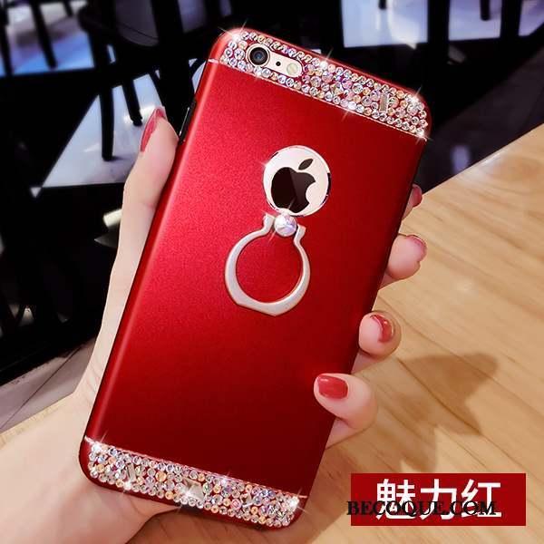iPhone 6/6s Coque Strass Support Anneau Incassable Rouge Luxe