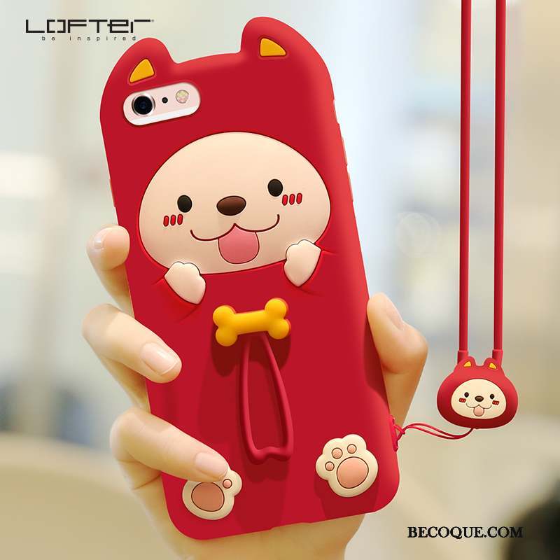 iPhone 6/6s Plus Créatif Rouge Silicone Dessin Animé Ornements Suspendus Coque De Téléphone