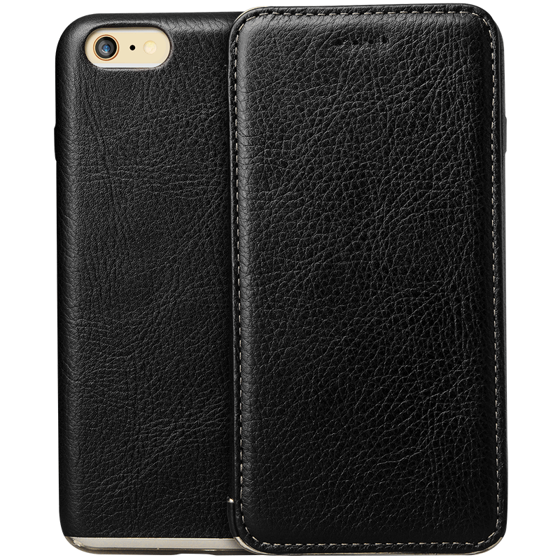 iPhone 6/6s Plus Housse Noir Étui Étui En Cuir Tout Compris Coque De Téléphone