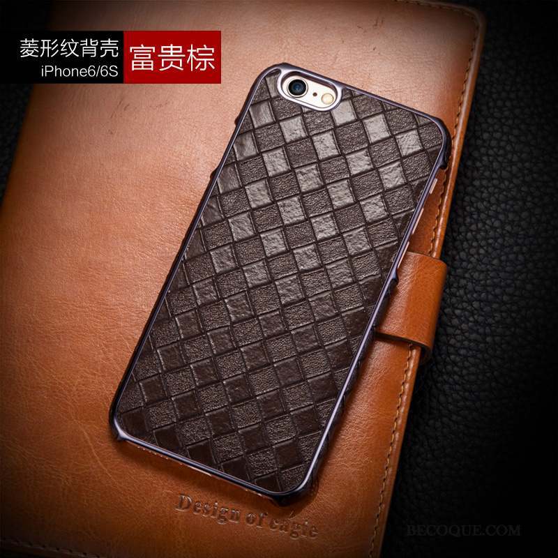 iPhone 6/6s Plus Luxe Noir Coque De Téléphone Vérifier Carreaux Étui En Cuir Losange