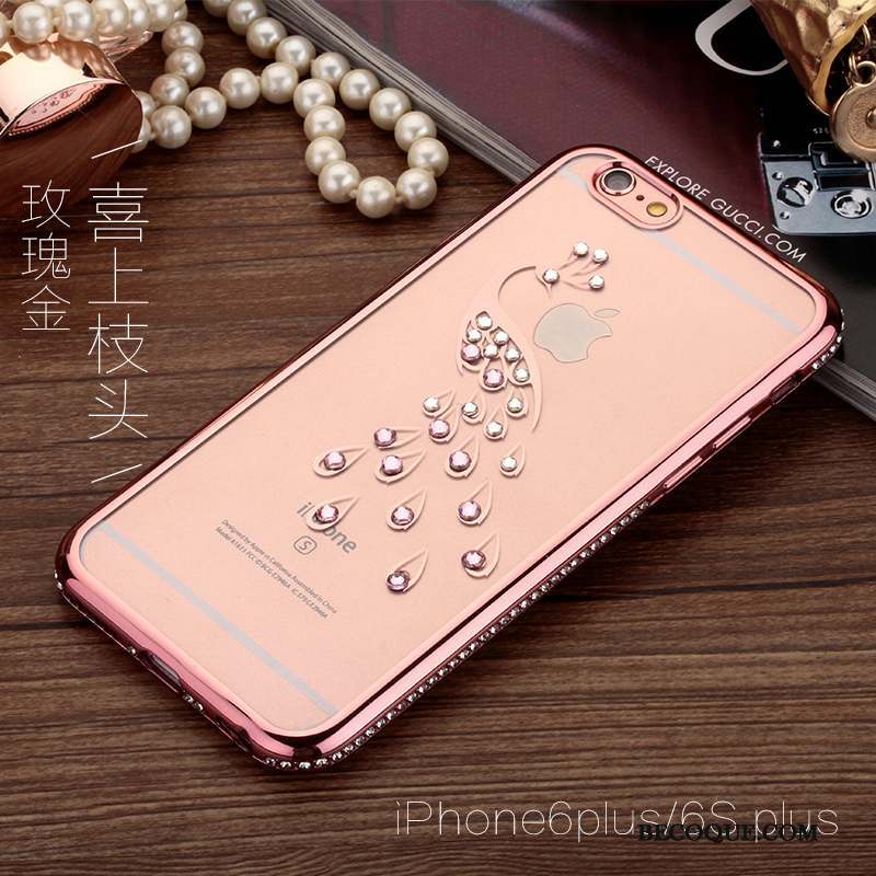 iPhone 6/6s Plus Or Rose Ornements Suspendus Tendance Coque De Téléphone Strass