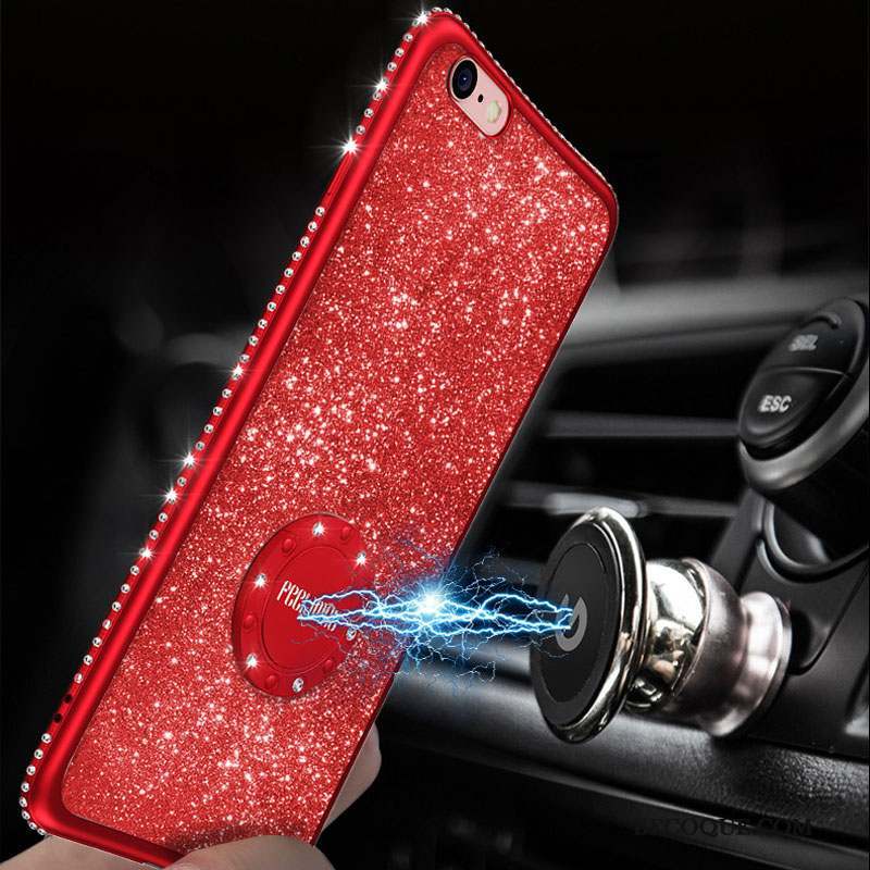 iPhone 6/6s Plus Rouge Silicone Fluide Doux Coque De Téléphone Strass Tendance