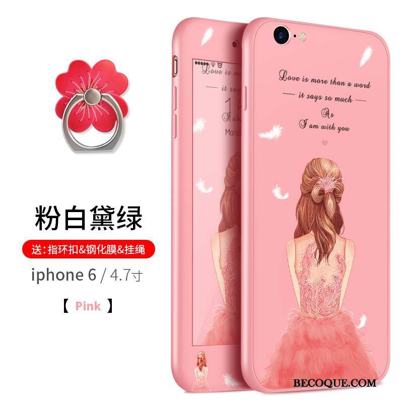 iPhone 6/6s Silicone Fluide Doux Coque De Téléphone Rose Tout Compris Ornements Suspendus