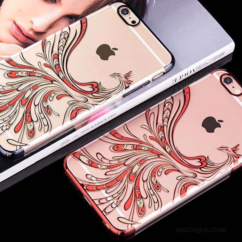 iPhone 6/6s Strass Incassable Coque De Téléphone Tout Compris Rouge Étui