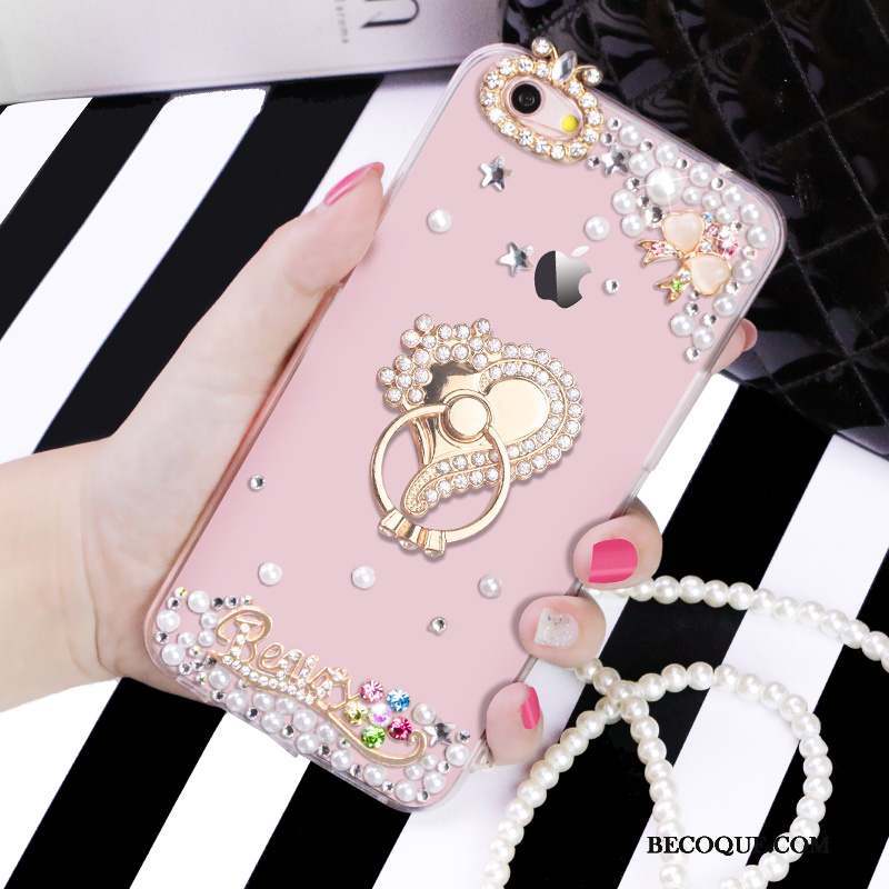 iPhone 6/6s Support Transparent Protection Coque Rose Strass