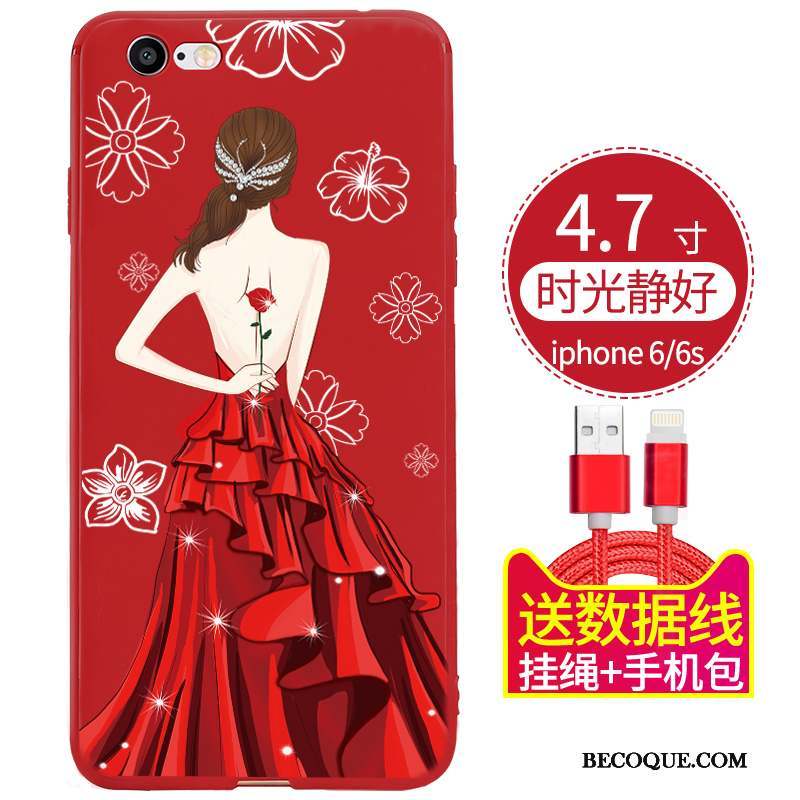 iPhone 6/6s Tout Compris Délavé En Daim Coque De Téléphone Fluide Doux Rouge Silicone