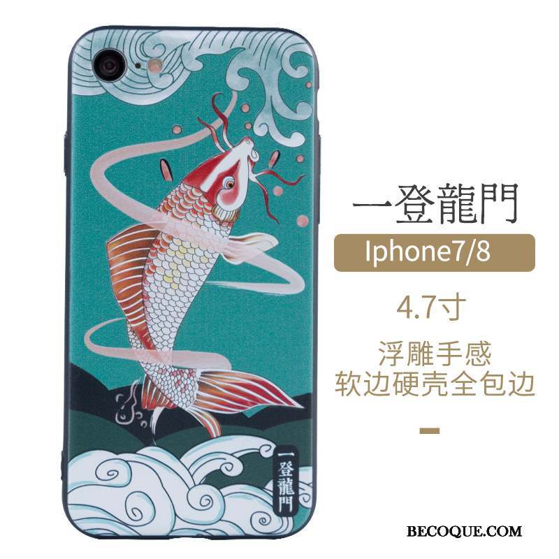iPhone 7 Art Style Chinois Protection Coque De Téléphone Vert Étui