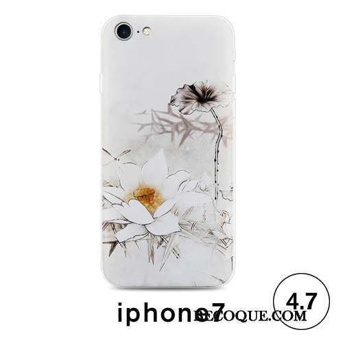 iPhone 7 Coque De Téléphone Fluide Doux Blanc Créatif Étui Style Chinois