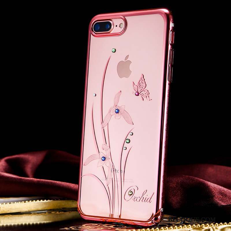 iPhone 7 Coque Luxe Strass Étui Or Or Rose Difficile