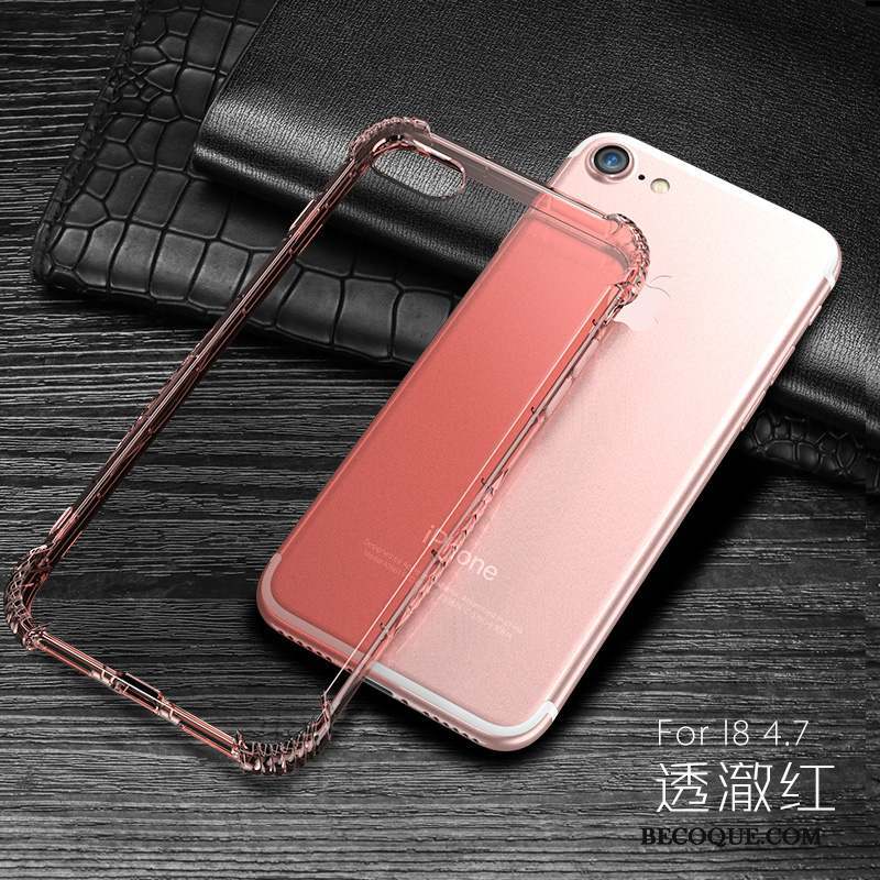 iPhone 7 Coque Rose Étui Silicone Incassable Transparent Fluide Doux