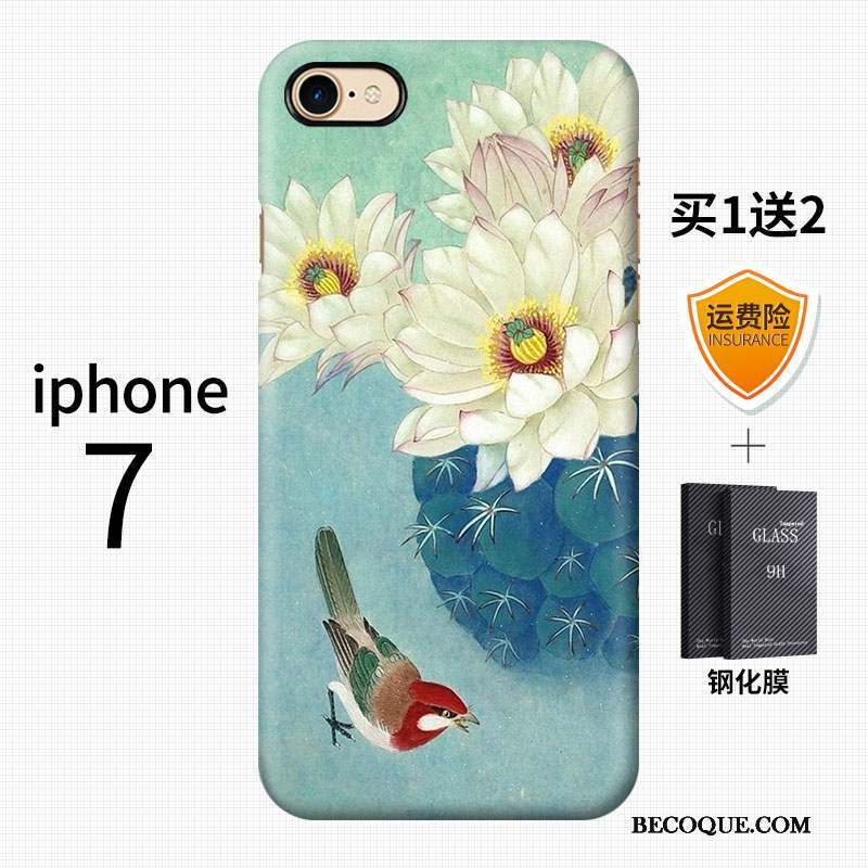 iPhone 7 Coque Style Chinois Vintage Délavé En Daim Vent Grue Difficile