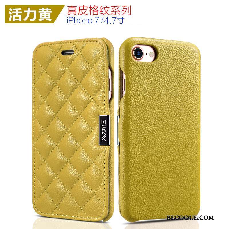 iPhone 7 Coque Étui Protection Simple Housse Étui En Cuir Jaune