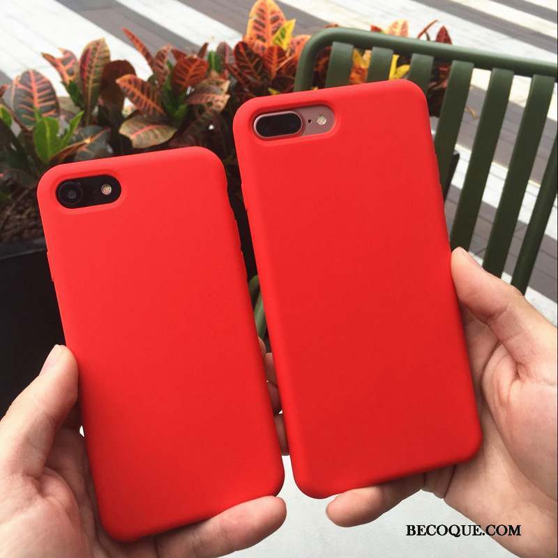 iPhone 7 Fluide Doux Incassable Délavé En Daim Coque Rouge De Téléphone