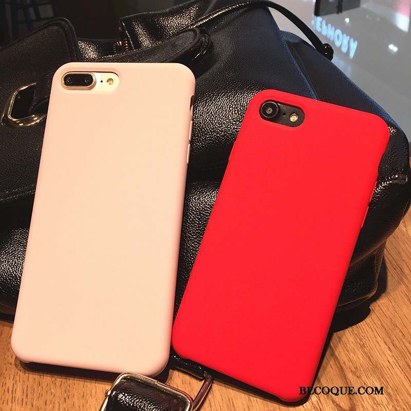 iPhone 7 Plus Coque De Téléphone Rouge Fluide Doux Incassable Silicone Délavé En Daim