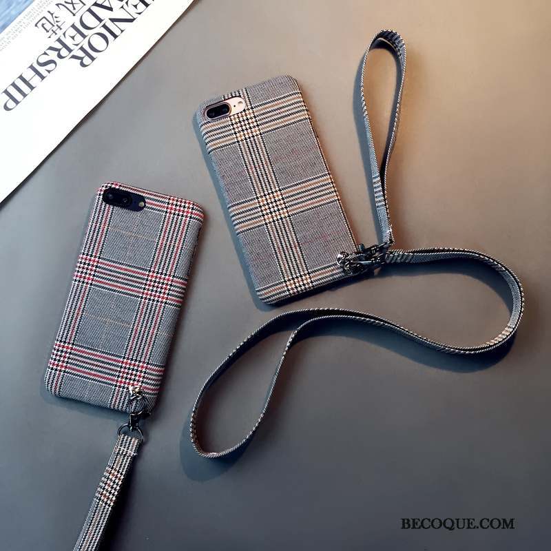 iPhone 7 Plus Coque Personnalité Plaid Amoureux Incassable Protection Britanique